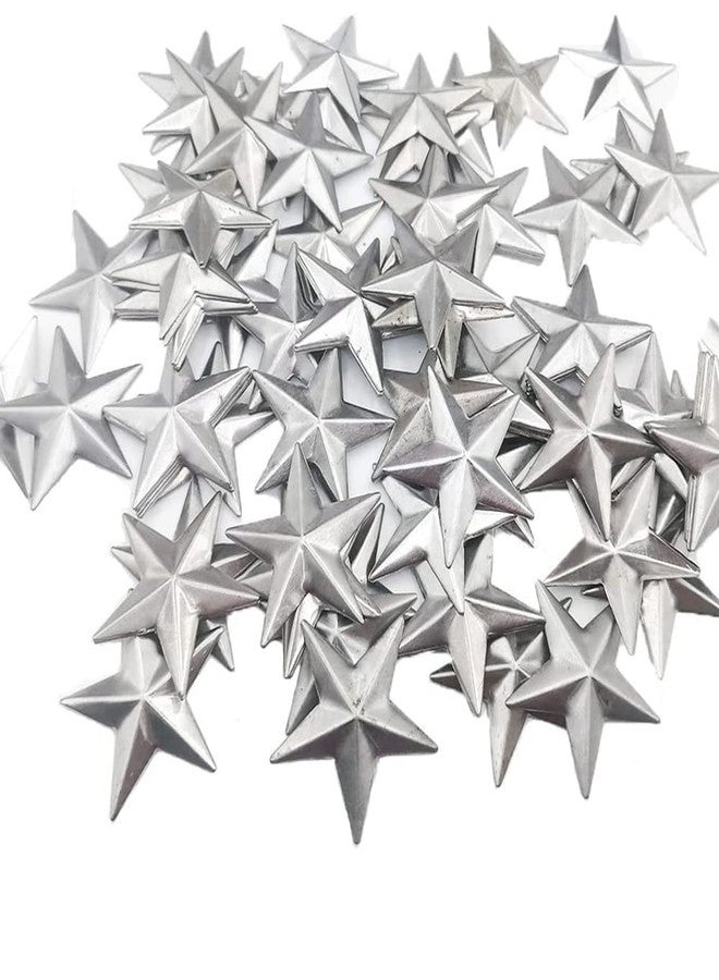 vibnumom Mini Metal Barn Star Magical Texas Silver Stars Supply for Retro Vintage Western Country Home Outside Farmhouse Wall Décor Crafts Handmade Accessory 1.57" (Pack of 100) (silver) - Image 1